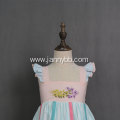 Boutique clothing wholesale  flower embroidery stripe dress